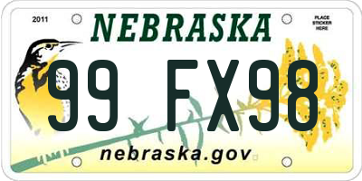 NE license plate 99FX98