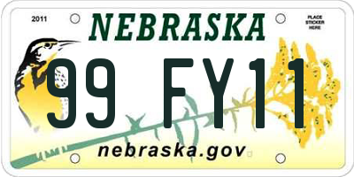 NE license plate 99FY11