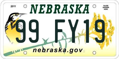 NE license plate 99FY19