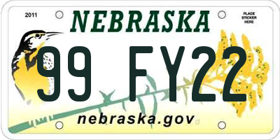 NE license plate 99FY22