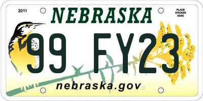 NE license plate 99FY23