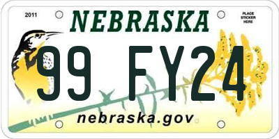 NE license plate 99FY24