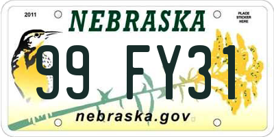 NE license plate 99FY31