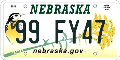 NE license plate 99FY47