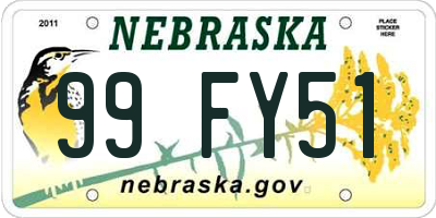 NE license plate 99FY51