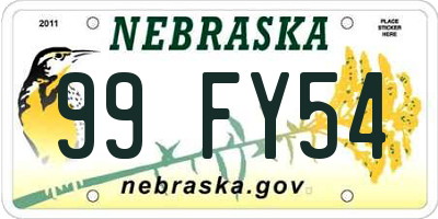 NE license plate 99FY54