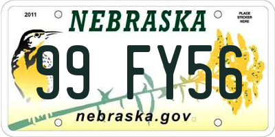 NE license plate 99FY56