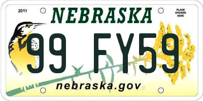 NE license plate 99FY59