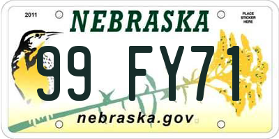 NE license plate 99FY71
