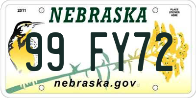 NE license plate 99FY72