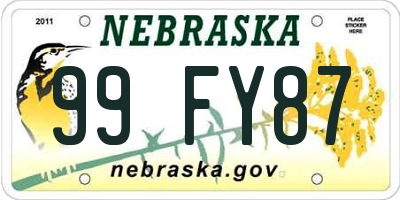 NE license plate 99FY87