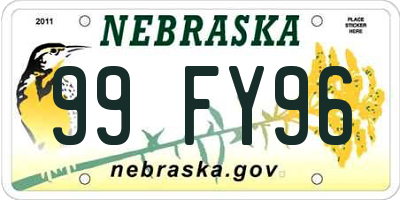 NE license plate 99FY96