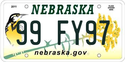 NE license plate 99FY97