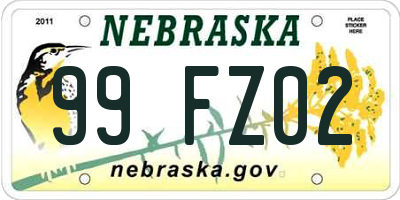 NE license plate 99FZ02