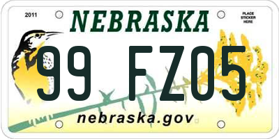 NE license plate 99FZ05