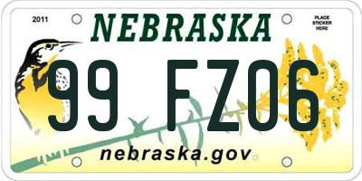 NE license plate 99FZ06