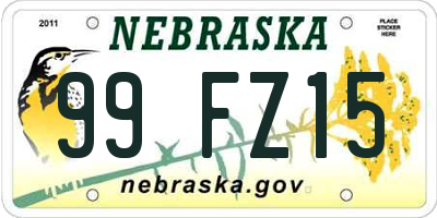 NE license plate 99FZ15