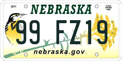 NE license plate 99FZ19