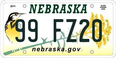 NE license plate 99FZ20