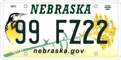 NE license plate 99FZ22