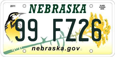 NE license plate 99FZ26