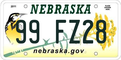 NE license plate 99FZ28