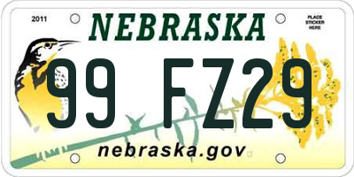 NE license plate 99FZ29