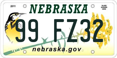 NE license plate 99FZ32