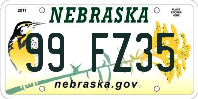 NE license plate 99FZ35