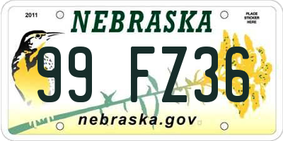 NE license plate 99FZ36