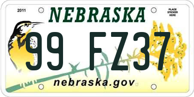 NE license plate 99FZ37