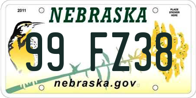 NE license plate 99FZ38