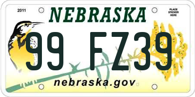 NE license plate 99FZ39