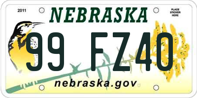 NE license plate 99FZ40