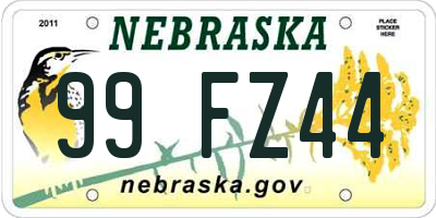 NE license plate 99FZ44