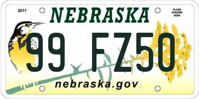 NE license plate 99FZ50