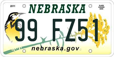 NE license plate 99FZ51