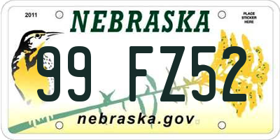NE license plate 99FZ52