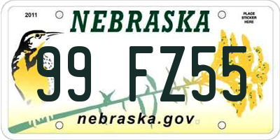 NE license plate 99FZ55