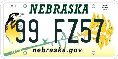 NE license plate 99FZ57