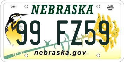 NE license plate 99FZ59