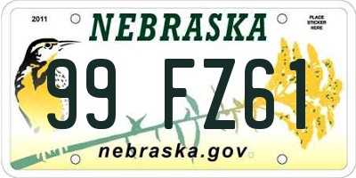 NE license plate 99FZ61