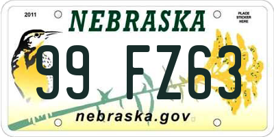 NE license plate 99FZ63