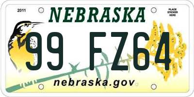 NE license plate 99FZ64