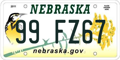 NE license plate 99FZ67