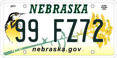 NE license plate 99FZ72