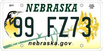 NE license plate 99FZ73