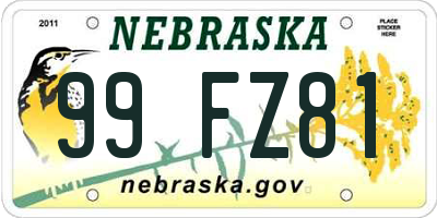 NE license plate 99FZ81