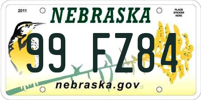 NE license plate 99FZ84