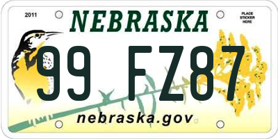 NE license plate 99FZ87